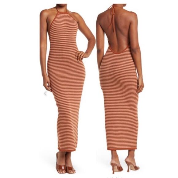 Ronny Kobo Clarice Strioed Knit Halter Dress, XS - Picture 1 of 9
